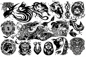 Leo zodiac, water, swimming tattoo idea