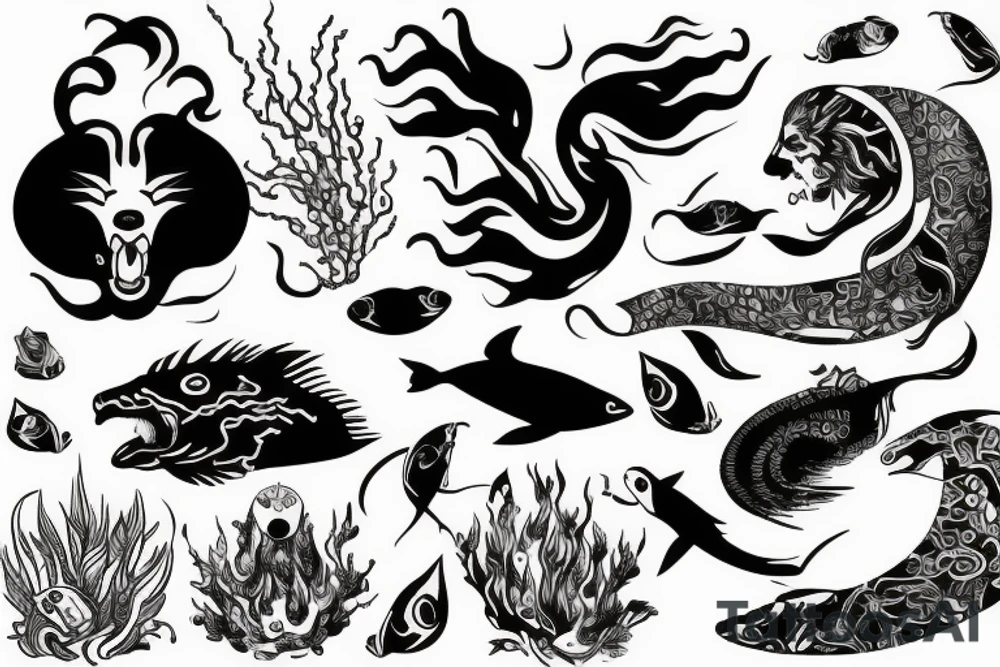 Leo, water, swimming tattoo idea