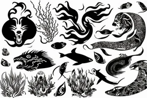 Leo, water, swimming tattoo idea
