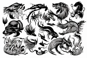 Leo, water, swimming tattoo idea