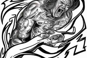 angry zeus holding a lightning bold tattoo idea