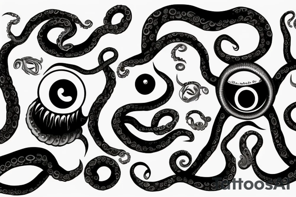 monster, tentacles, eye tattoo idea