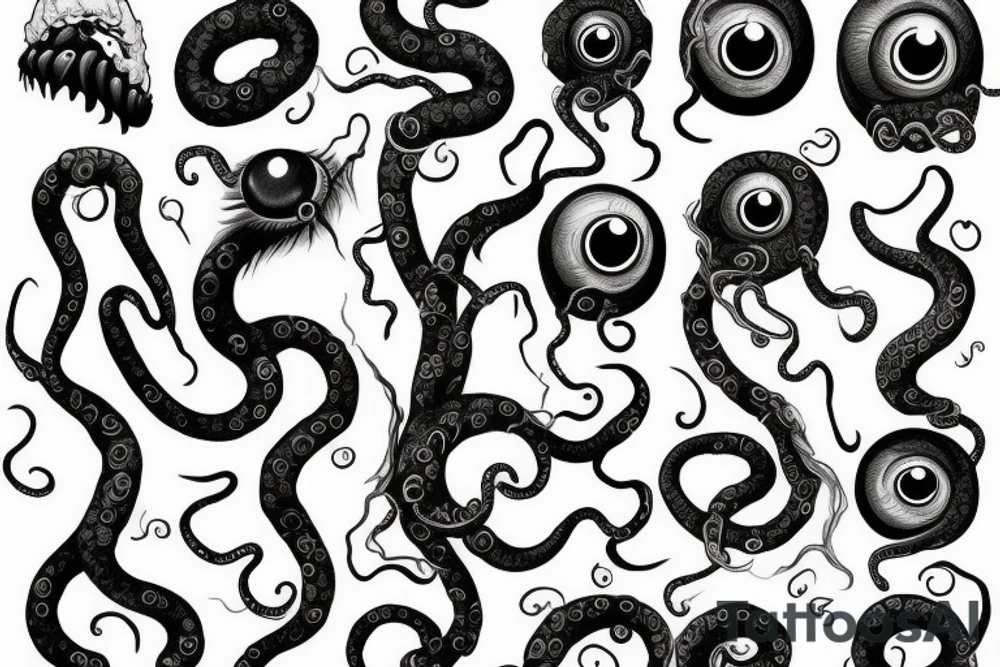 monster, tentacles, eye tattoo idea
