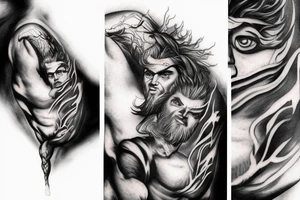 angry zeus holding a lightning bold tattoo idea