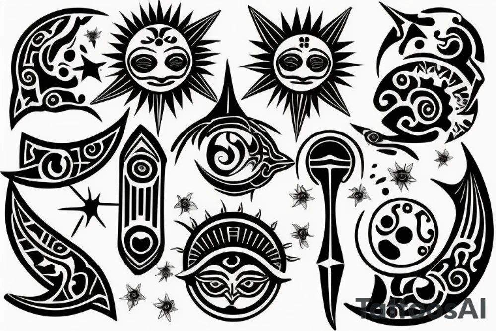 sun and moon mixed tattoo idea