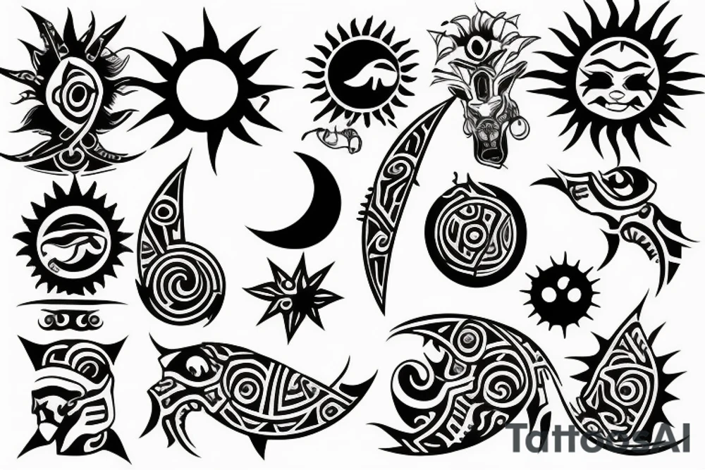 sun and moon mixed tattoo idea