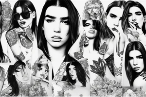 Dua lipa body outline tattoo idea