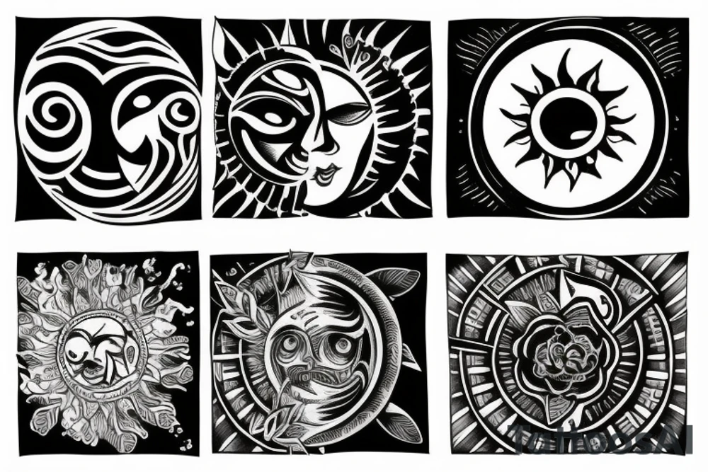 sun and moon mixed tattoo idea