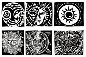 sun and moon mixed tattoo idea