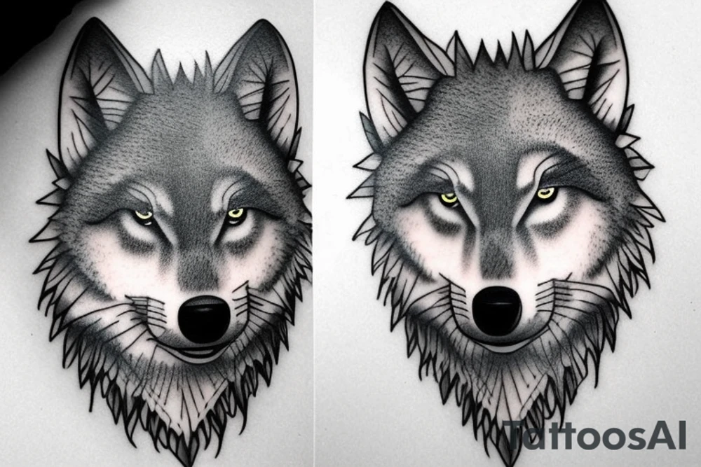 Realistic wolf tattoo idea