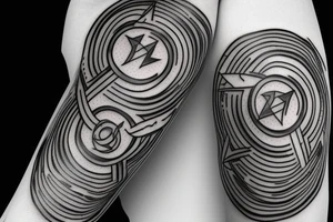Arrow linked with infinity symbol with the name Finnley tattoo idea