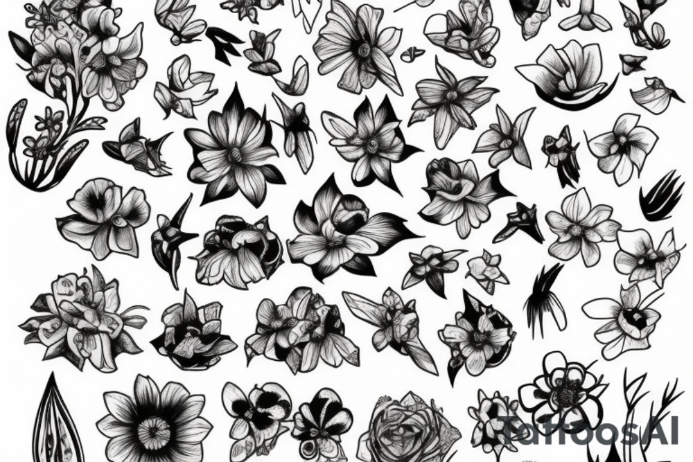 Bluebonnet flower burning tattoo idea