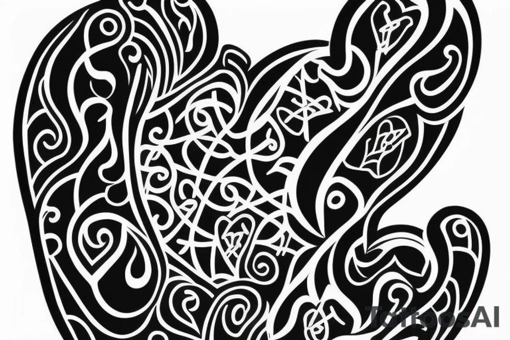 Chest tattoo based around a dark heart in the center tattoo idea