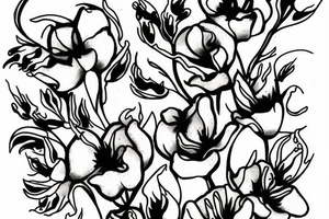 Bluebonnet flower burning flame tattoo idea