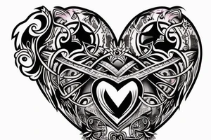Chest tattoo based around a dark heart in the center tattoo idea