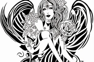 Angelic devil with rosé tattoo idea