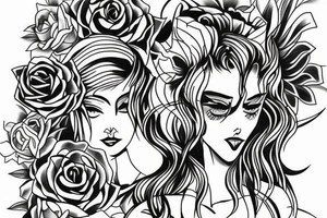 Angelic devil with rosé tattoo idea