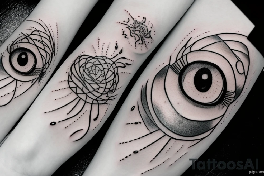 An open eye on a hand with tears surrounded by rain tattoo idea