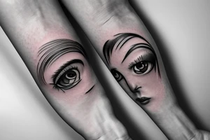 An open eye on a hand with tears surrounded by rain tattoo idea