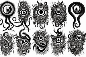 Greek ornament, monster, eye, tentacles, fear, horror tattoo idea