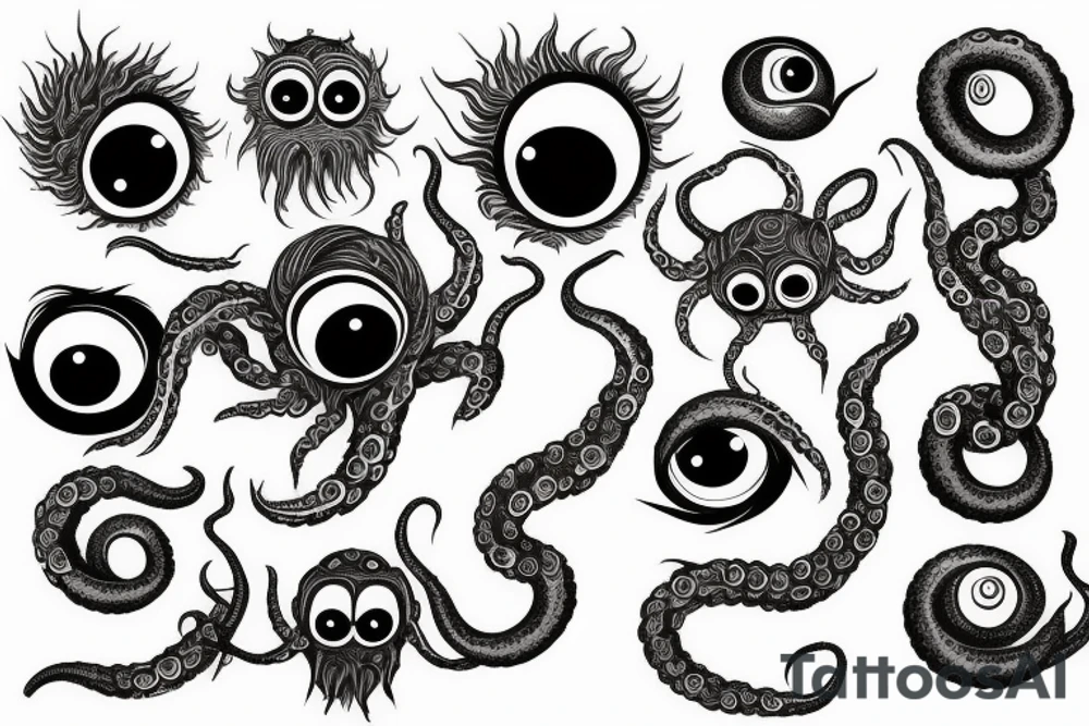 Greek ornament, monster, eye, tentacles, fear, horror tattoo idea