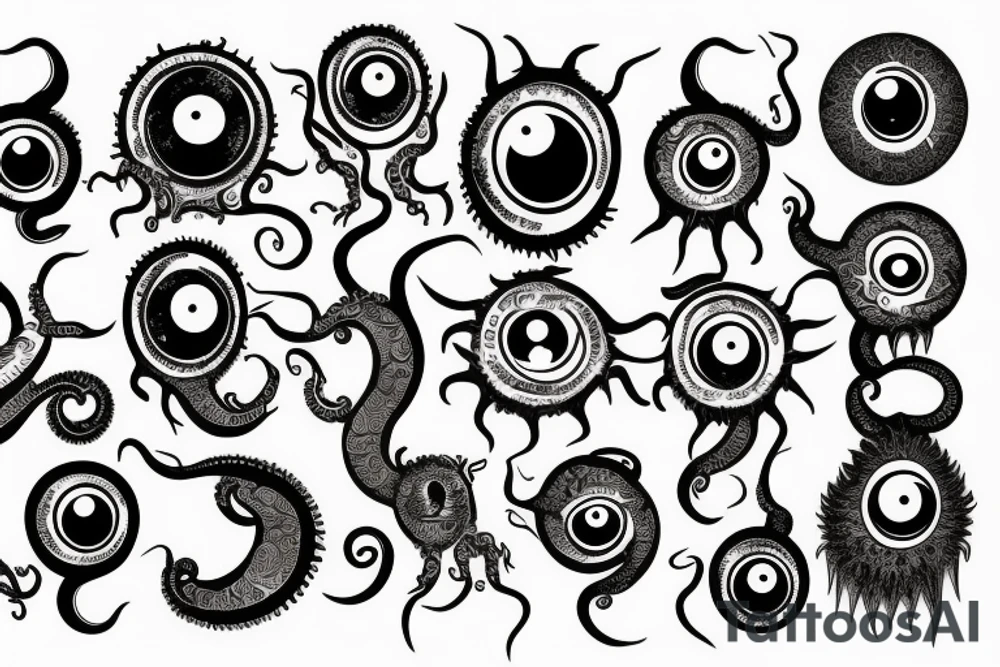 Greek ornament, monster, eye, tentacles, fear, horror tattoo idea