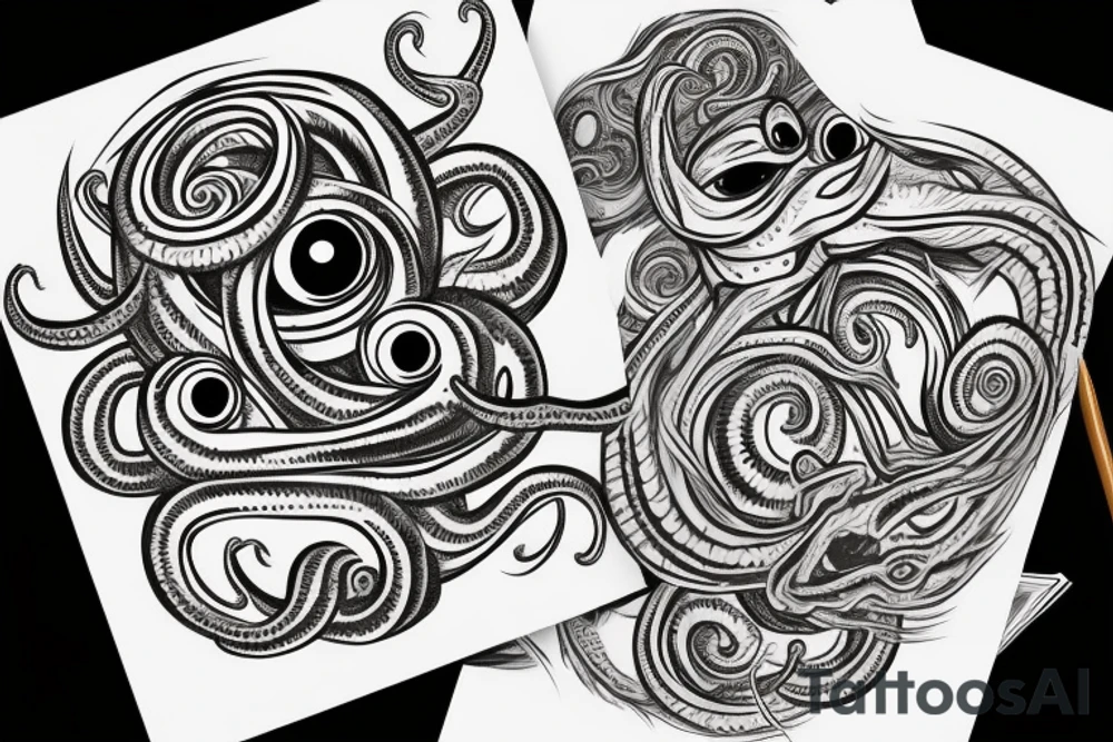 Greek ornament, monster, eye, tentacles, fear, horror tattoo idea