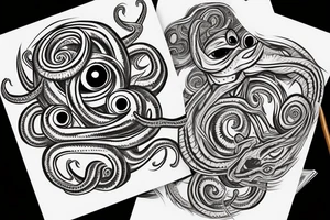 Greek ornament, monster, eye, tentacles, fear, horror tattoo idea
