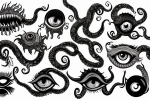 Greek ornament, monster, eye, tentacles, fear, horror tattoo idea