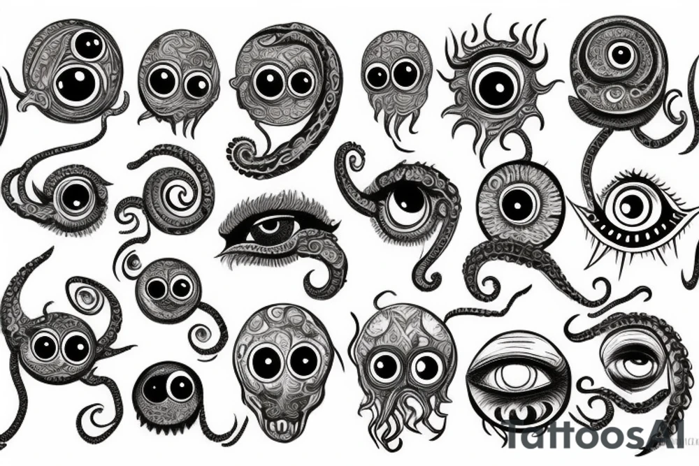 Greek ornament, monster, eye, tentacles, fear, horror tattoo idea