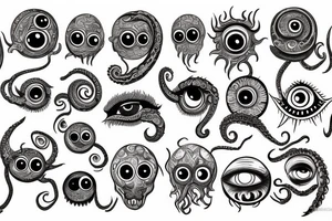 Greek ornament, monster, eye, tentacles, fear, horror tattoo idea