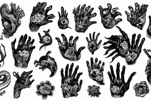 flowers, monster, fear, tentacles, hands, fingers, beast tattoo idea