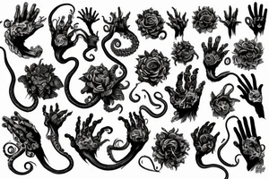 flowers, monster, fear, tentacles, hands, fingers, beast tattoo idea