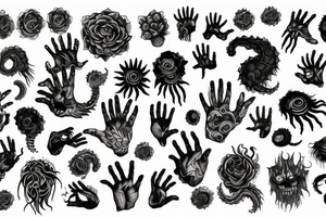 flowers, monster, fear, tentacles, hands, fingers, beast tattoo idea