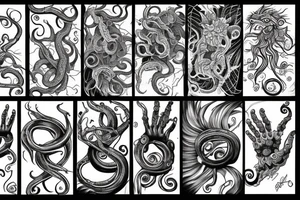 flowers, monster, fear, tentacles, hands, fingers, beast tattoo idea