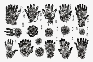 fingers, flowers, chains, fear, horror, suffering tattoo idea