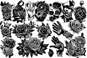 fingers, flowers, chains, fear, horror, suffering tattoo idea