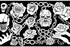 fingers, flowers, chains, fear, horror, suffering tattoo idea