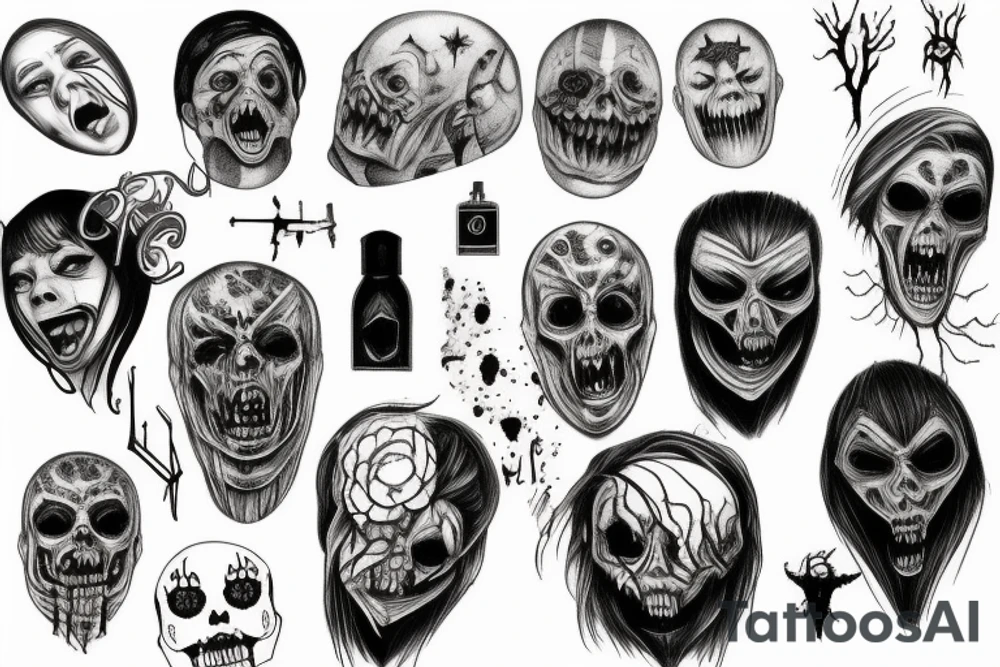 fear, horror, fright, sadness tattoo idea