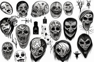 fear, horror, fright, sadness tattoo idea