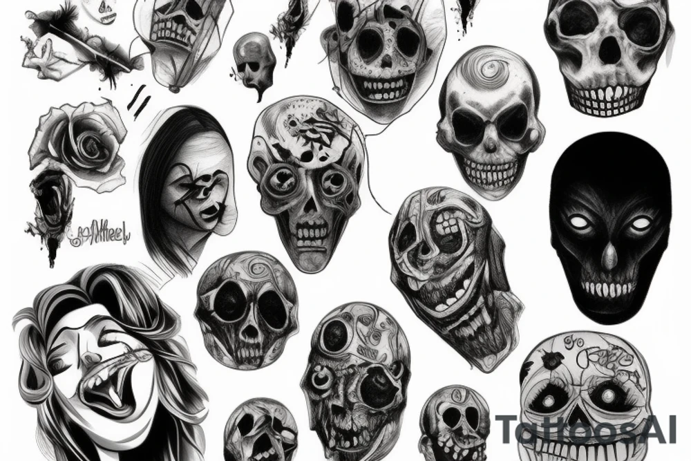 fear, horror, fright, sadness tattoo idea