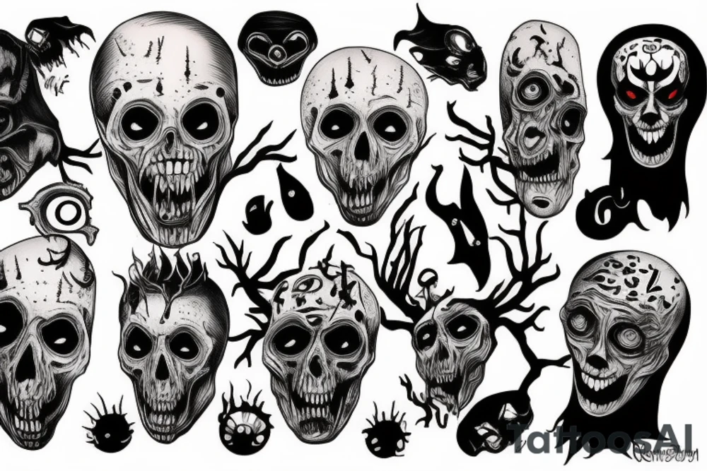 fear, horror, fright, sadness tattoo idea