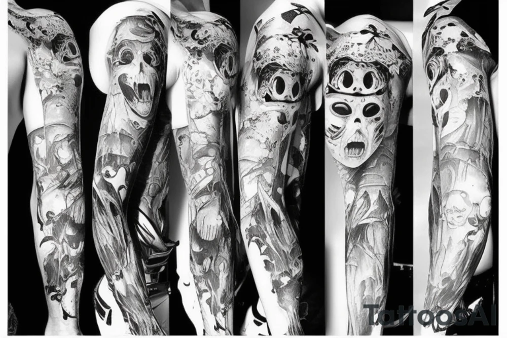 fear, horror, fright, sadness tattoo idea
