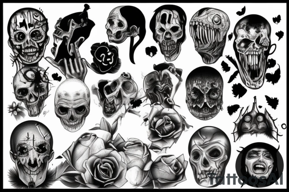 fear, horror, fright, sadness tattoo idea