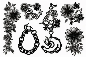 fingers, flowers, chains, fear, horror, suffering tattoo idea