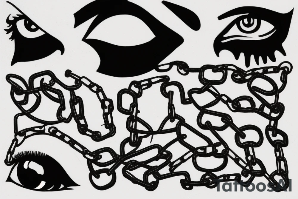 eye, chains tattoo idea