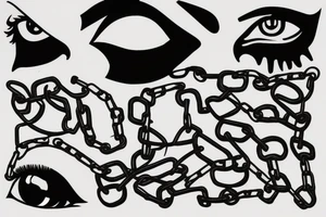 eye, chains tattoo idea
