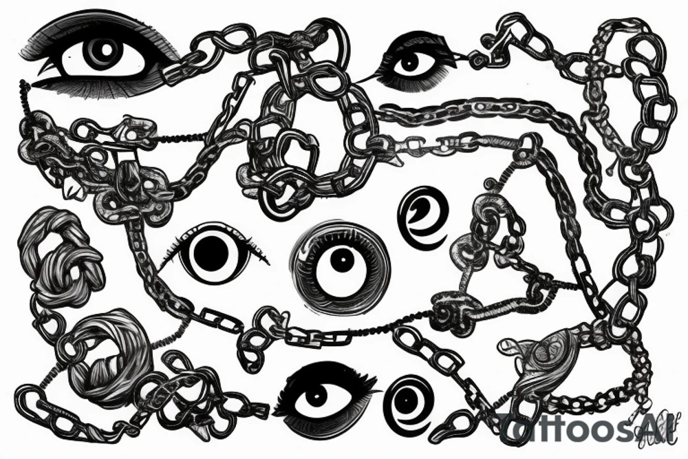 eye, chains tattoo idea