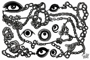 eye, chains tattoo idea