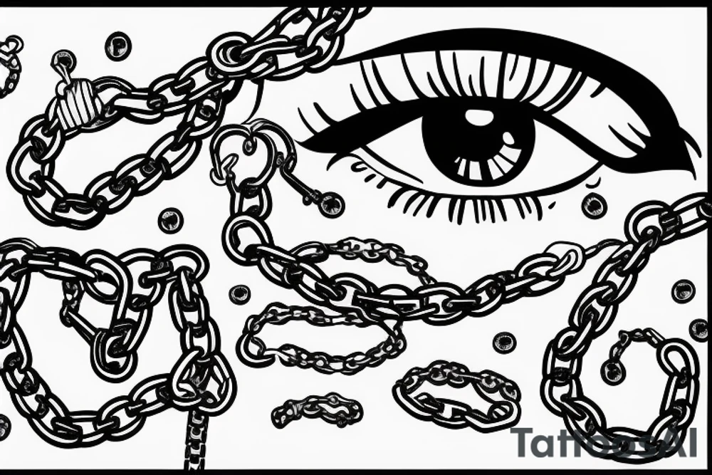 eye, chains tattoo idea